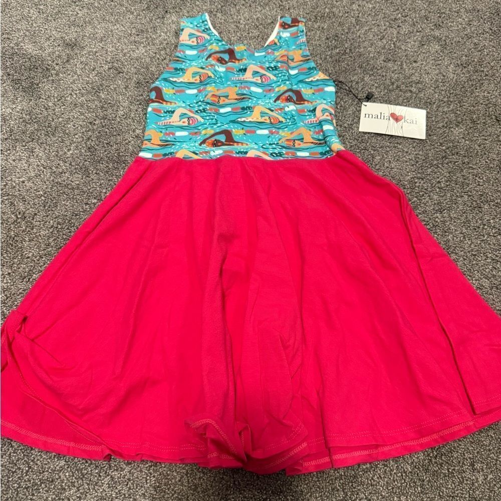 Malia + Kai Swimmer Print Handmade Twirl Dress Sz 6